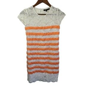 BCBGMaxAzria Roxine  Striped Lace Knee Length Dress XXS